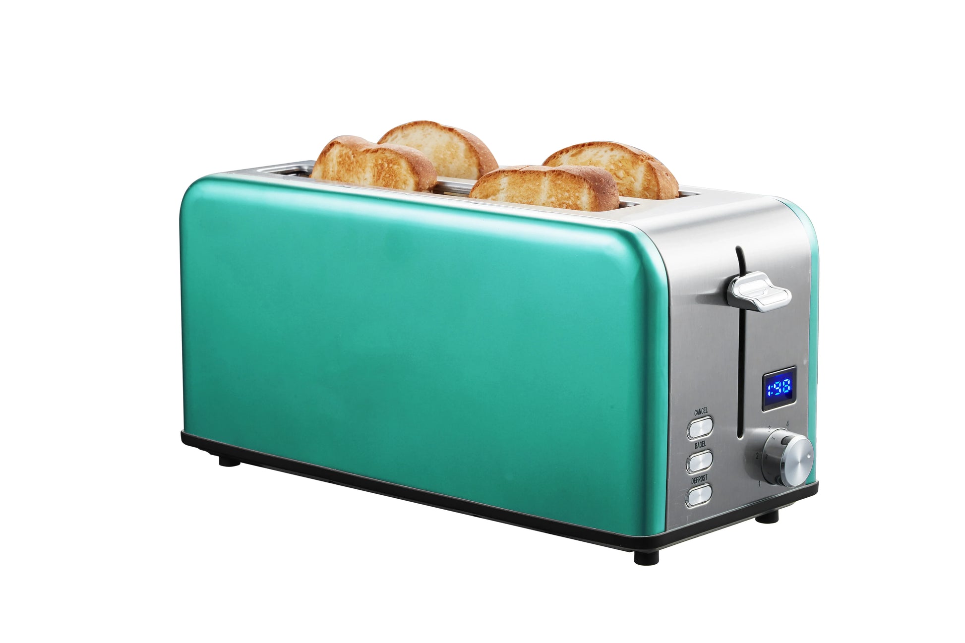 KTX-895635 Long Slot 4-Slice Electric Toaster with LED Digital Display for Sandwiches