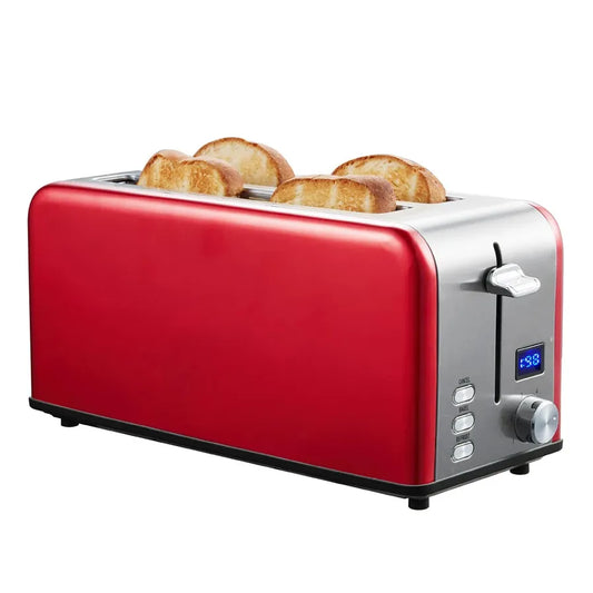 KTX-895635 Long Slot 4-Slice Electric Toaster with LED Digital Display for Sandwiches