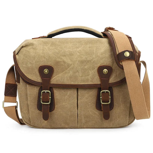 KTX-810963 Waterproof Large Capacity Oil Wax Canvas SLR Camera Messenger Bag