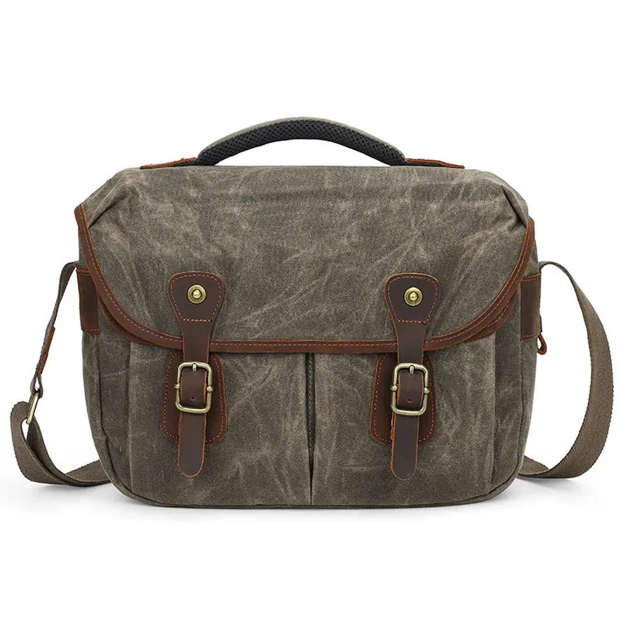 KTX-810963 Waterproof Large Capacity Oil Wax Canvas SLR Camera Messenger Bag