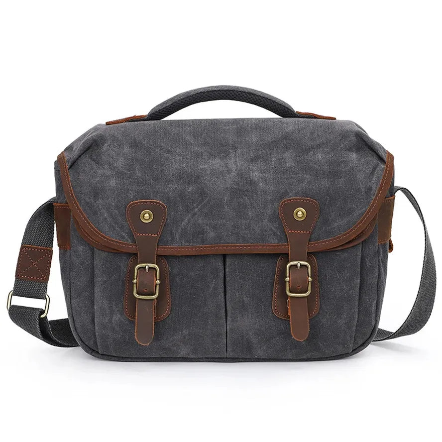 KTX-810963 Waterproof Large Capacity Oil Wax Canvas SLR Camera Messenger Bag