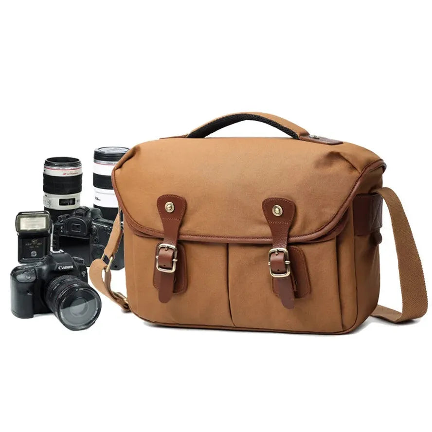KTX-810963 Waterproof Large Capacity Oil Wax Canvas SLR Camera Messenger Bag