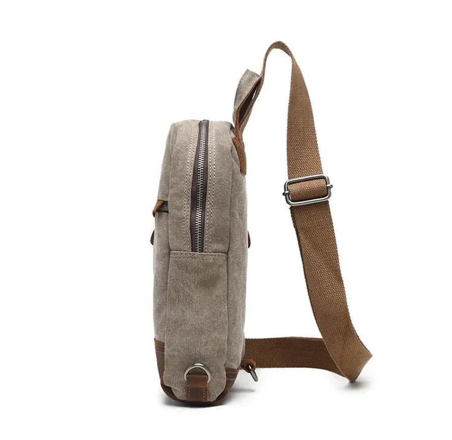 KTX-812115 Retro Men's Multifunctional Canvas Messenger Bag - Durable Waxed Cotton with Leather Accents, Waterproof Design, Large Capacity