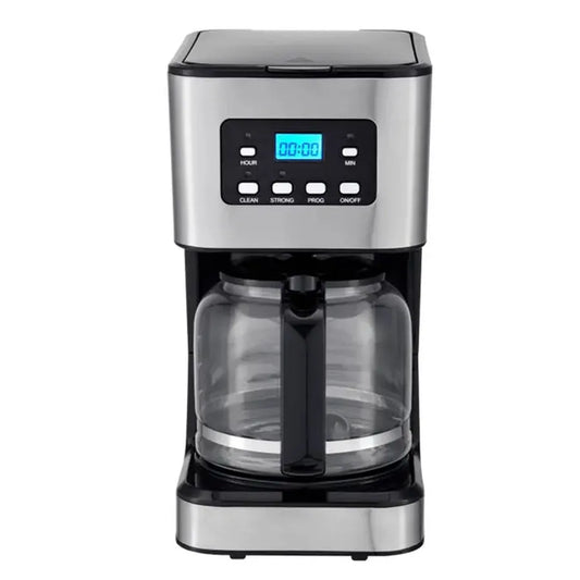 KTX-016339 10-12 Cup Glass Electric Coffee Maker with LCD Screen and Stainless Steel Design