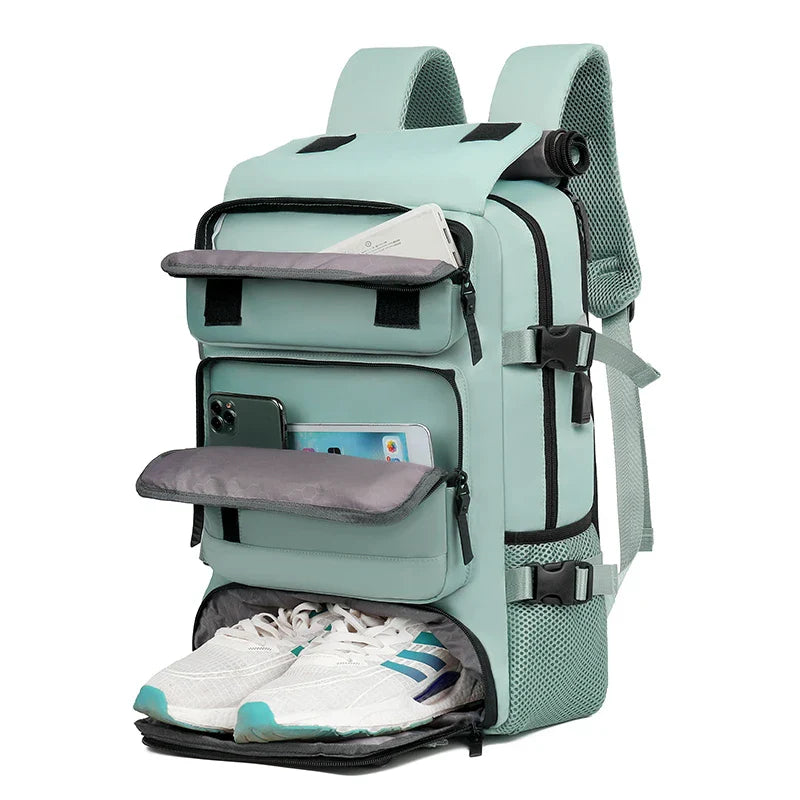 KTX-313043 Waterproof 17 Inch Nylon Laptop Backpack with Shoe Compartment and USB Port