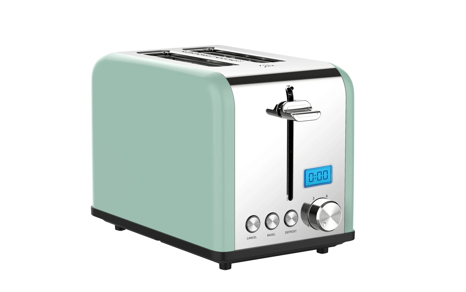 KTX-340883 Stainless Steel 2-Slice Toaster with Smart Digital LCD Timer and Woodgrain Knob