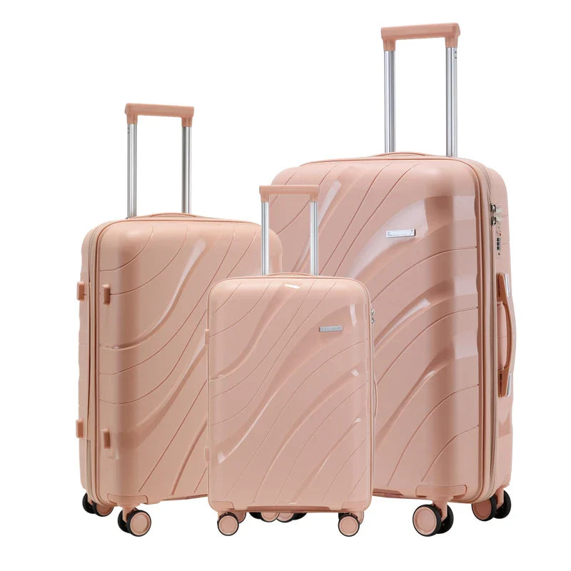 KTX-275987 Waterproof Lightweight 3-Piece Rolling Luggage Set in 20, 24, and 28 Inch Sizes
