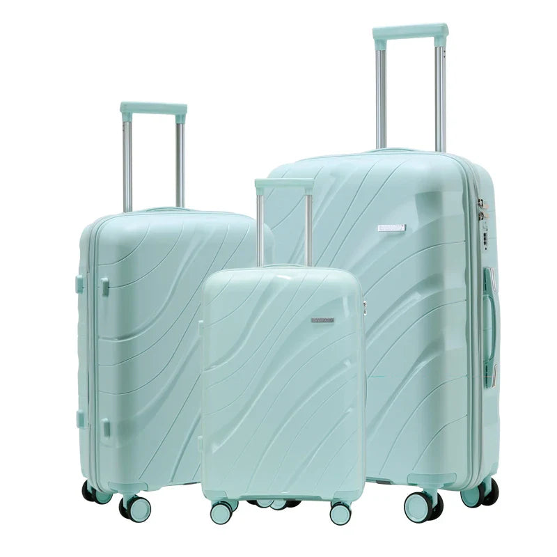 KTX-275987 Waterproof Lightweight 3-Piece Rolling Luggage Set in 20, 24, and 28 Inch Sizes