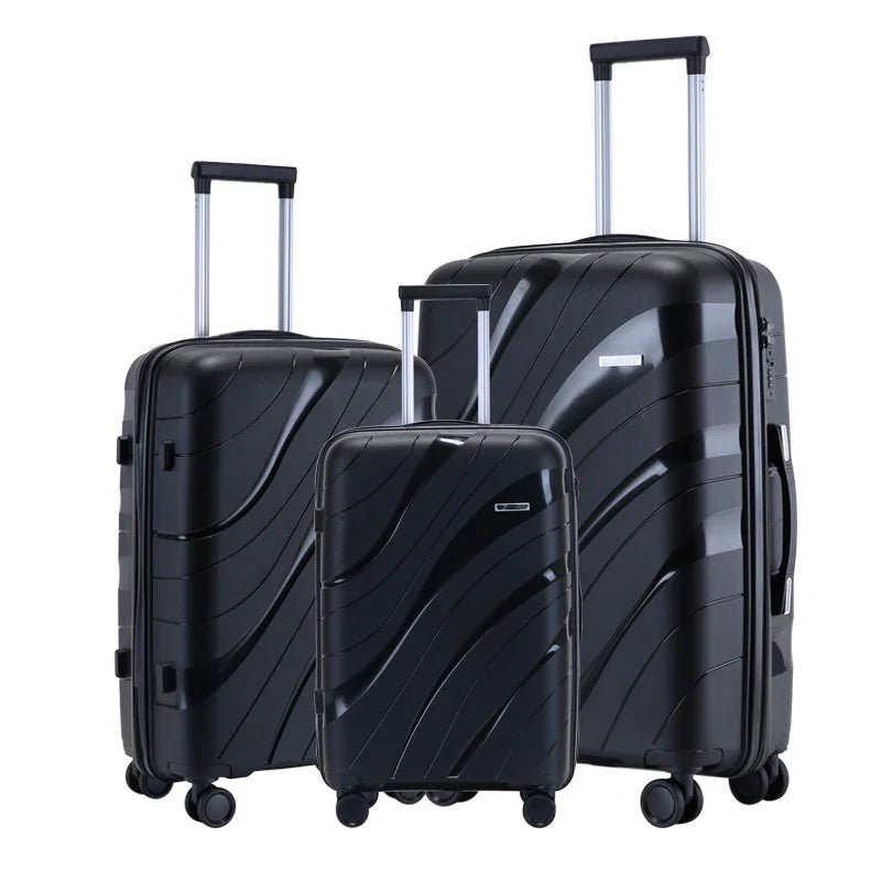 KTX-275987 Waterproof Lightweight 3-Piece Rolling Luggage Set in 20, 24, and 28 Inch Sizes