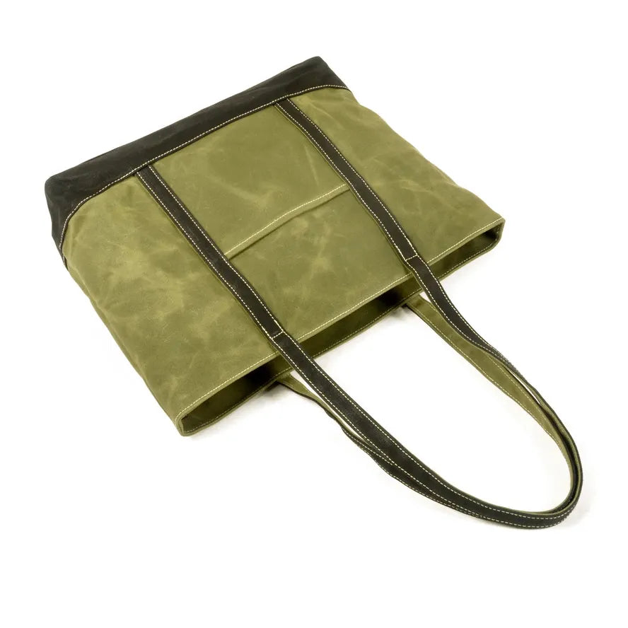 KTX-873235 Vintage Waxed Canvas and Leather Shoulder Bag - Eco-Friendly, Waterproof and Stylish Travel Tote