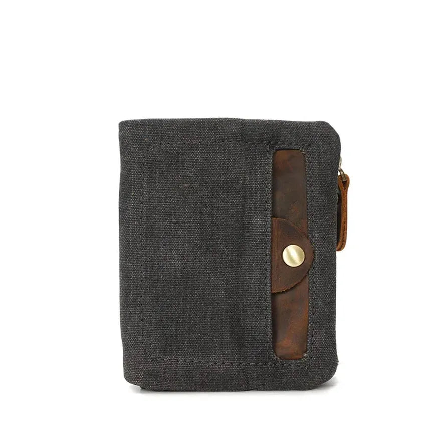 KTX-038227 Handmade Waterproof Canvas Wallet for Men - Retro Clutch Purse