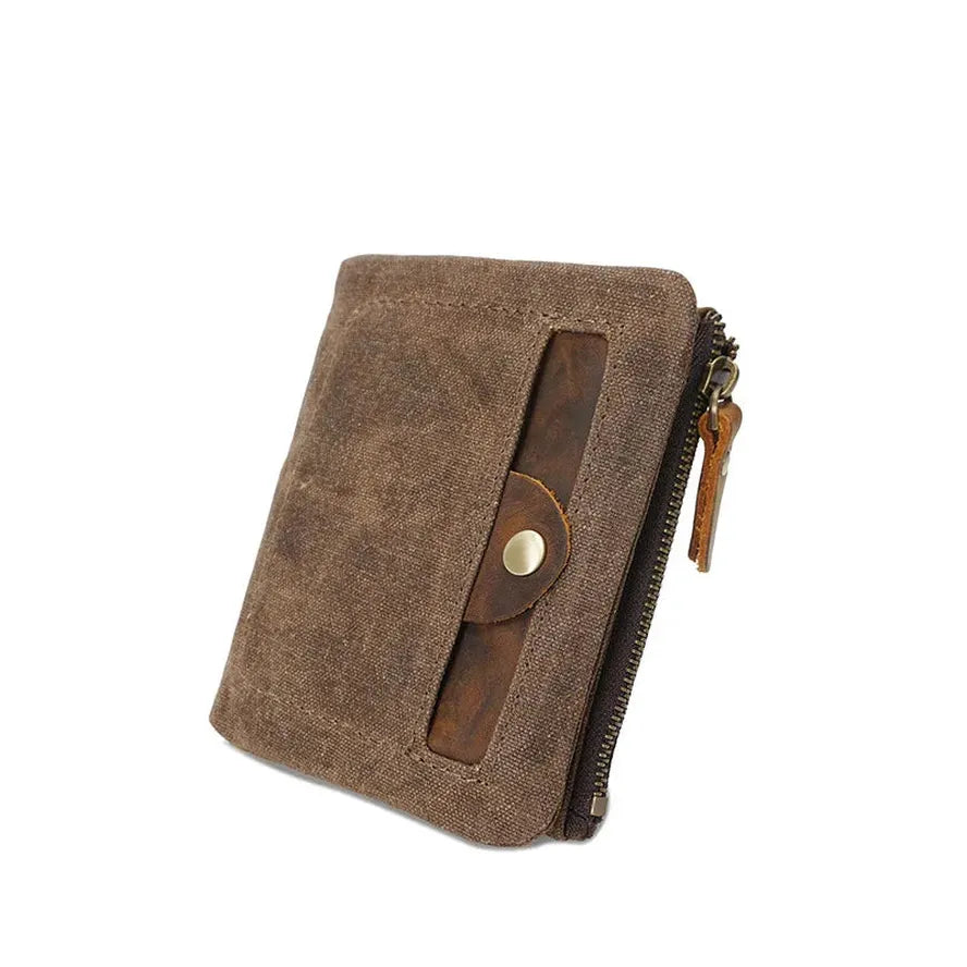 KTX-038227 Handmade Waterproof Canvas Wallet for Men - Retro Clutch Purse
