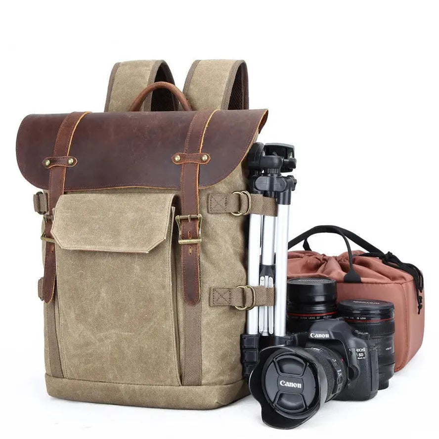 KTX-105875 Canvas Camera Bag and Laptop Backpack for DSLR and CSC Cameras
