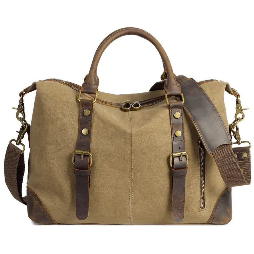 JMT-846858 Men's Casual Canvas Cross-Shoulder Bag with Cowhide Leather for Laptop and Outdoor Travel