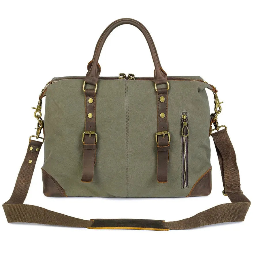 JMT-846858 Men's Casual Canvas Cross-Shoulder Bag with Cowhide Leather for Laptop and Outdoor Travel