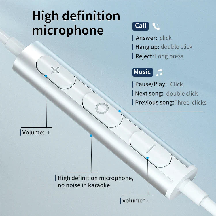 KTX-230227 Stereo Wired Earphones with Microphone for Mobile Devices - Metal Design