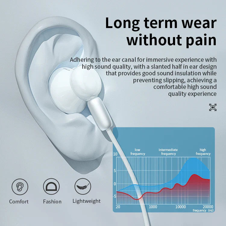 KTX-230227 Stereo Wired Earphones with Microphone for Mobile Devices - Metal Design