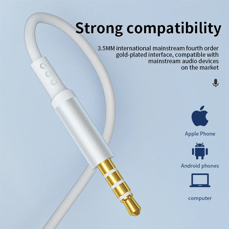 KTX-230227 Stereo Wired Earphones with Microphone for Mobile Devices - Metal Design