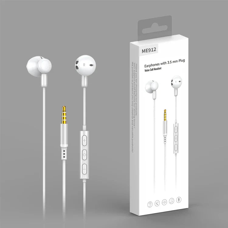 KTX-230227 Stereo Wired Earphones with Microphone for Mobile Devices - Metal Design