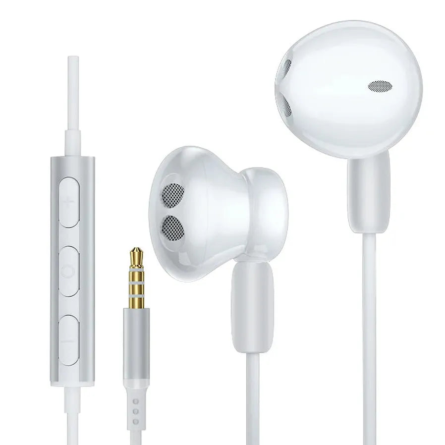KTX-230227 Stereo Wired Earphones with Microphone for Mobile Devices - Metal Design