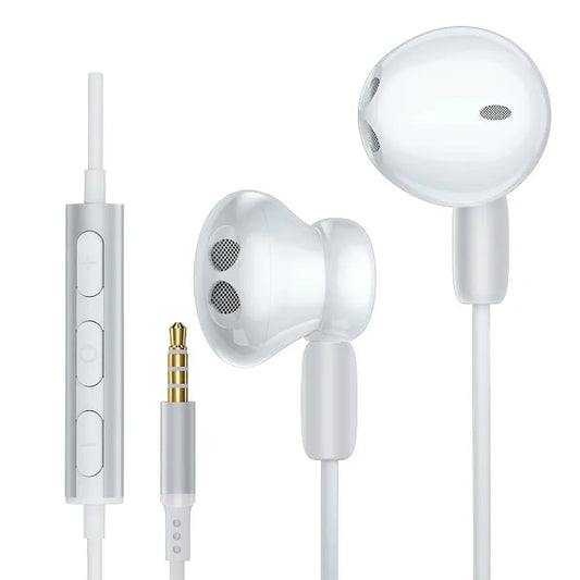 KTX-230227 Stereo Wired Earphones with Microphone for Mobile Devices - Metal Design