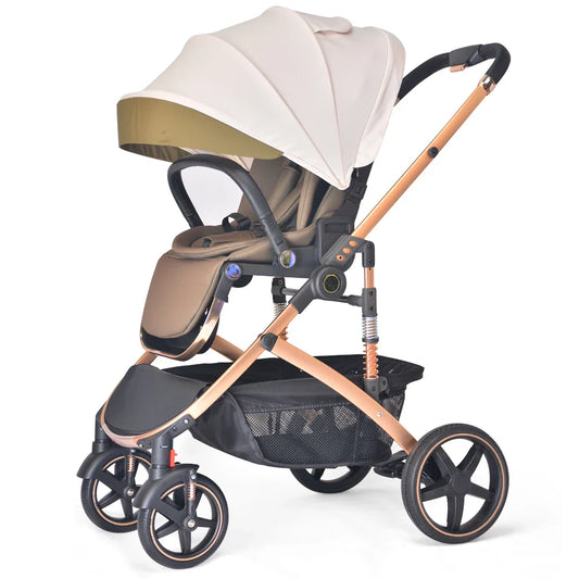 KTX-583059 Luxury 3-in-1 Foldable Travel Baby Stroller with Car Seat and Bassinet Functionality