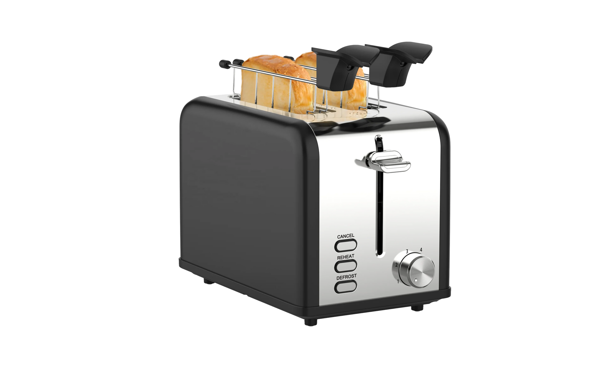KTX-715987 Compact Stainless Steel 2 Slice Bread Toaster with Extra Wide Slots and Grill Function