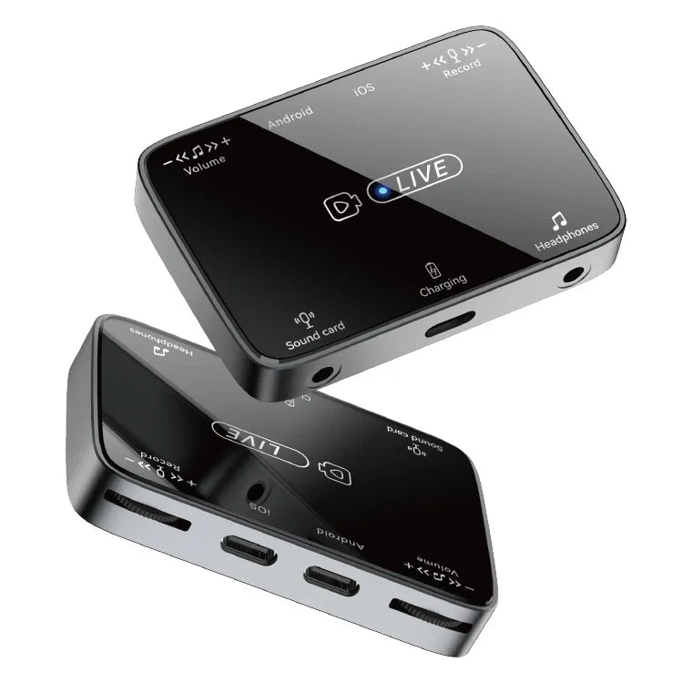 KTX-931859 3-in-1 Stereo Live Sound Card Adapter for iPhone and Android with 3.5mm Audio and Microphone Input