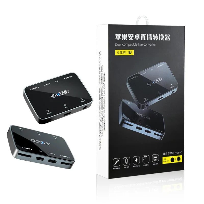KTX-931859 3-in-1 Stereo Live Sound Card Adapter for iPhone and Android with 3.5mm Audio and Microphone Input