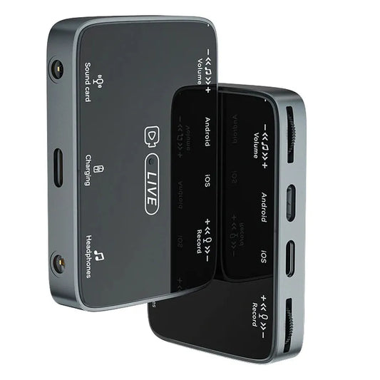KTX-931859 3-in-1 Stereo Live Sound Card Adapter for iPhone and Android with 3.5mm Audio and Microphone Input