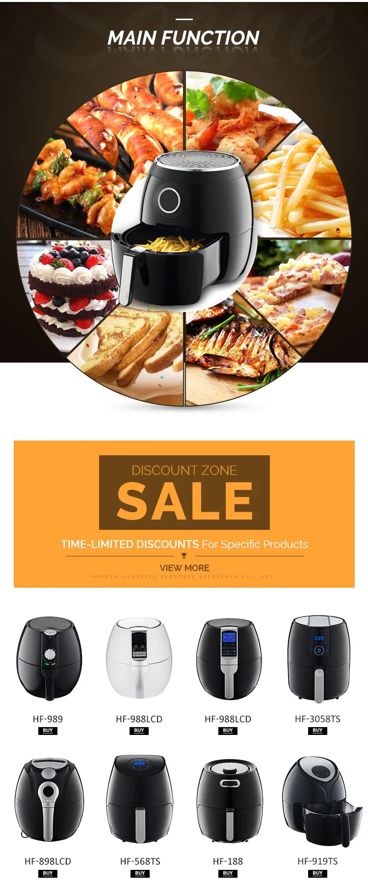 KTX-220691 Digital Control Electric Air Fryer with 5L Capacity and LCD Display