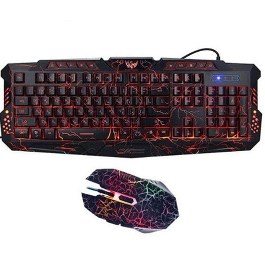 KTX-054611 Gaming Keyboard and Mouse Set with Tri-Color Backlight, USB Wired Connection, 108 Keys, Russian Layout
