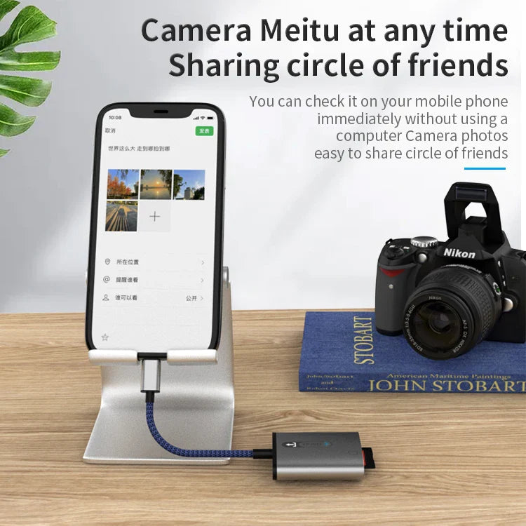KTX-674323 2 in 1 USB-C to SD and TF Card Reader for Android Devices, Plug and Play Compatibility