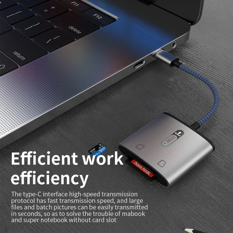 KTX-674323 2 in 1 USB-C to SD and TF Card Reader for Android Devices, Plug and Play Compatibility