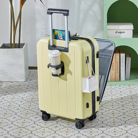 KTX-206995 Durable Rolling Suitcase for Travel with USB Charger and Cup Holder for Girls