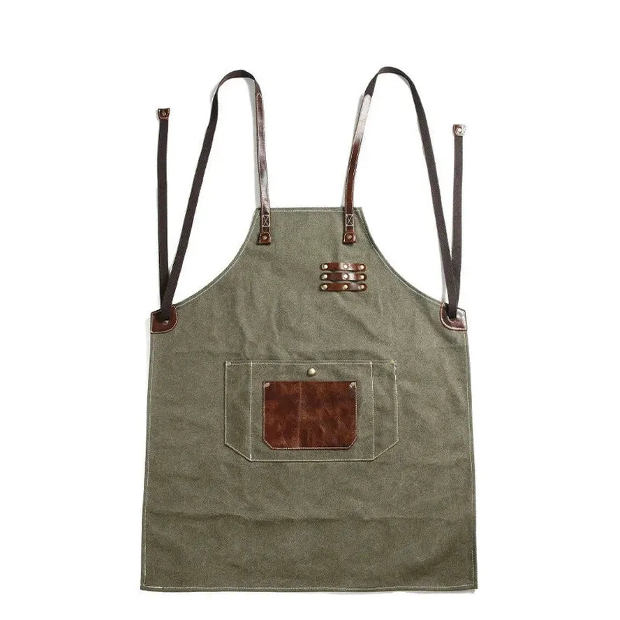 KTX-618963 Adjustable Cross Strap Multi-Purpose Canvas Apron with Tool Pocket for Gardening and Cooking