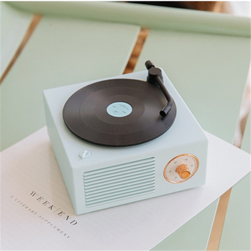 KTX-608211 Retro Mini Bluetooth Record Player Speaker - Wireless Audio with 8-Hour Battery Life, USB Charging, Dual Speakers, and Card Insert Function