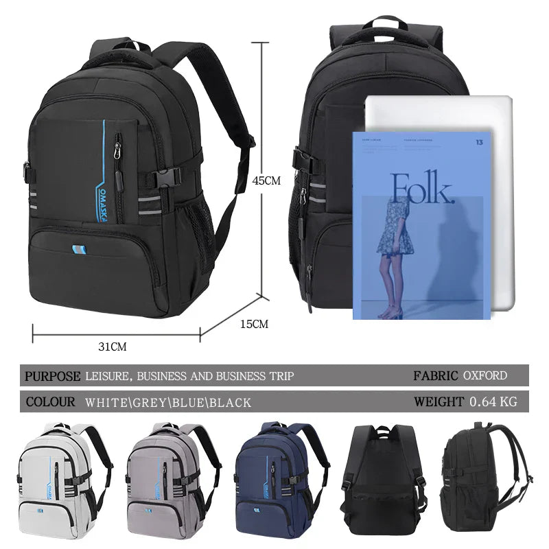 KTX-458771 Large Capacity Waterproof 17-Inch Casual Laptop Backpack for Men and Students