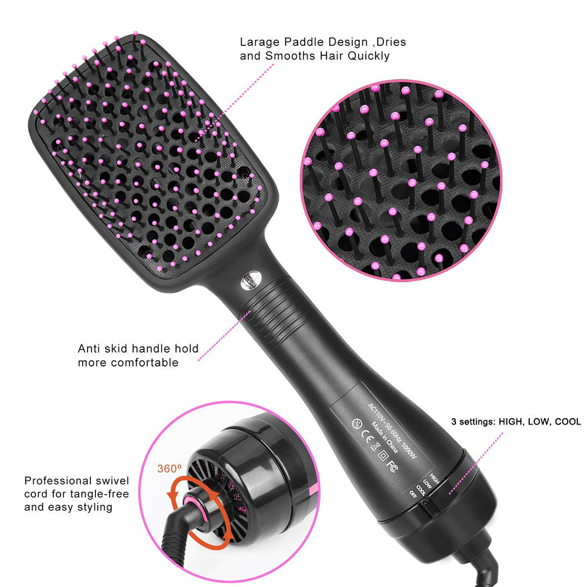 KTX-893011 2-in-1 Electric Hair Dryer Comb for Quick Drying and Straightening, Suitable for Wet and Dry Hair