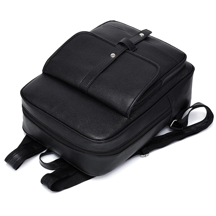 KTX-457619 Men's Pu Leather Casual Business Laptop Backpack with Multiple Compartments