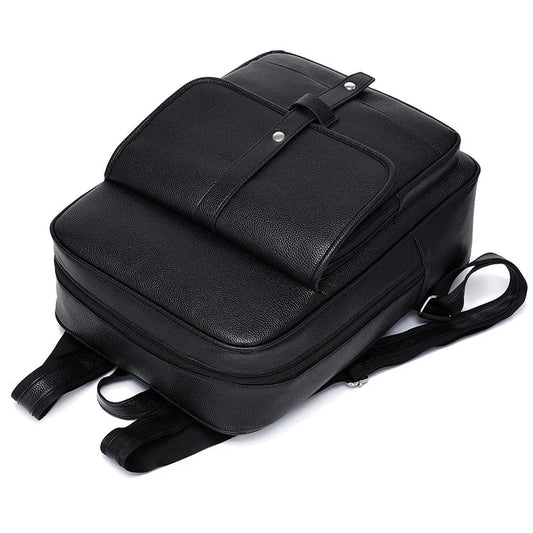 KTX-457619 Men's Pu Leather Casual Business Laptop Backpack with Multiple Compartments