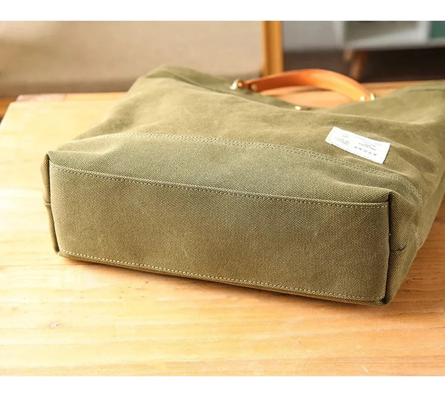 KTX-185107 Versatile Large Capacity Canvas Tote Bag in Olive Green and Royal Blue