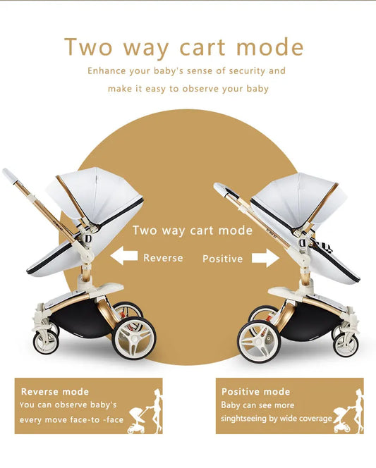 KTX-972819 Luxury Adjustable Baby Stroller with Reversible Seat and Multi-Angle Rotation
