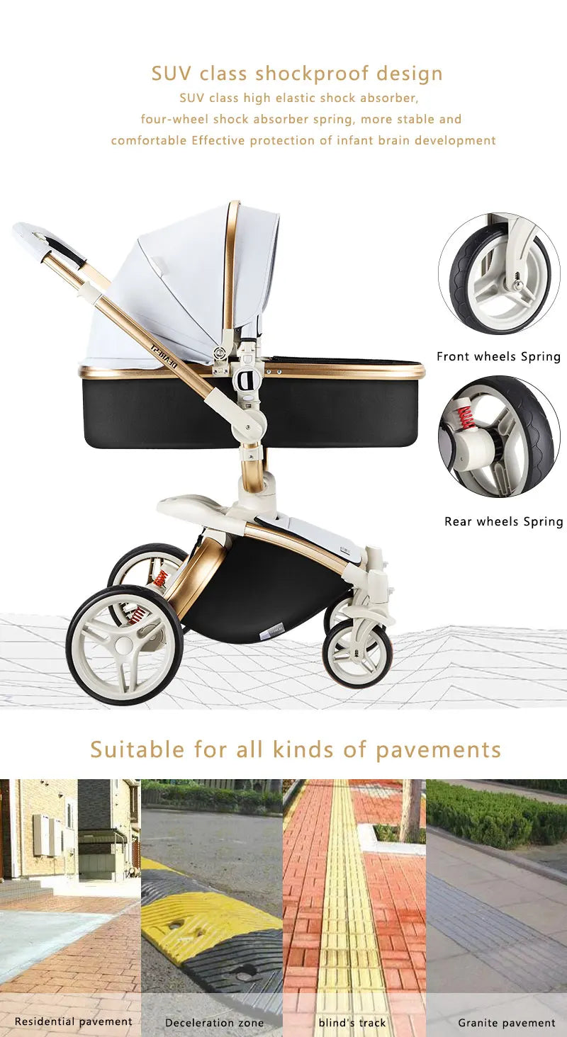 KTX-972819 Luxury Adjustable Baby Stroller with Reversible Seat and Multi-Angle Rotation