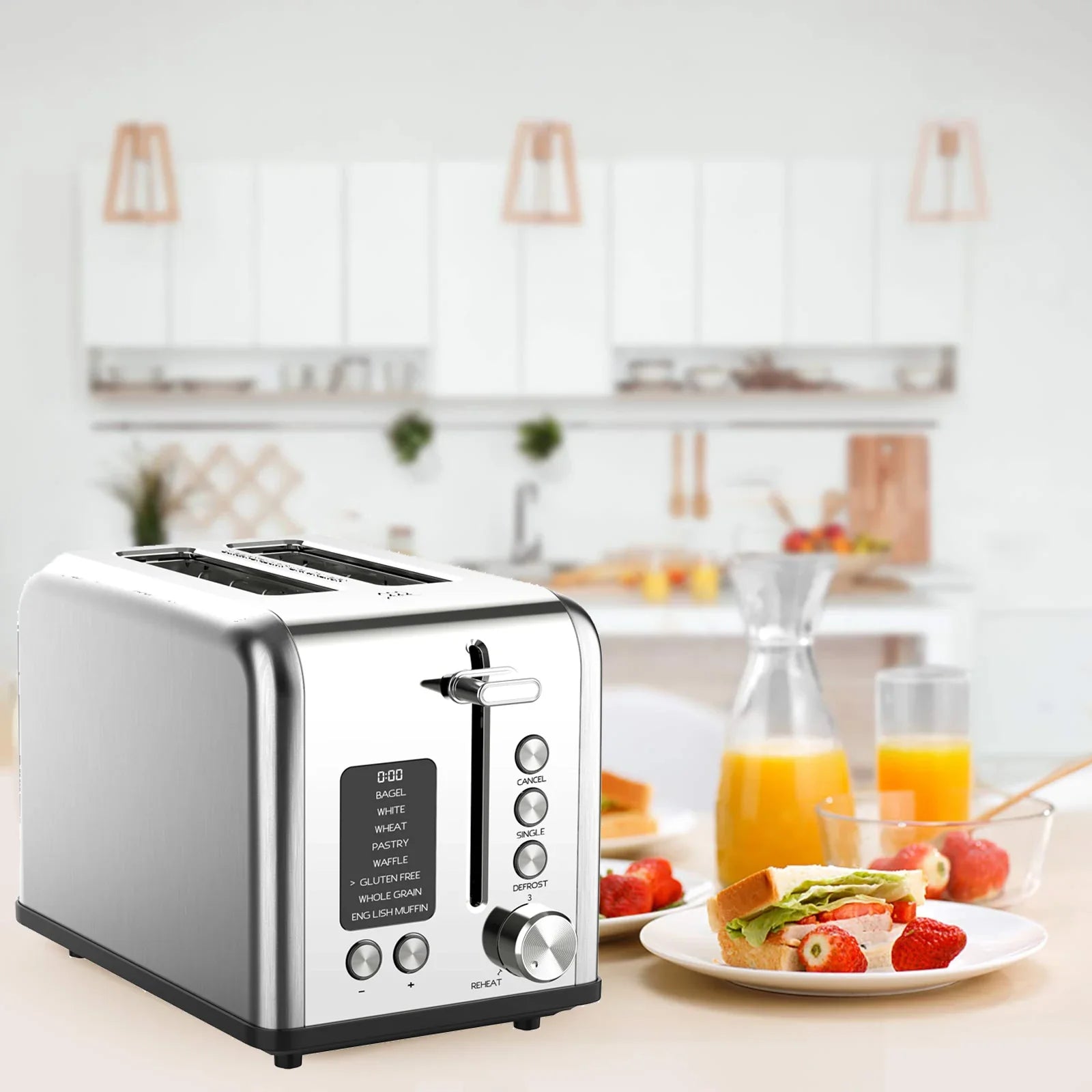 KTX-305811 Smart Digital 2-Slice Electric Toaster with LED Display and Multiple Functions