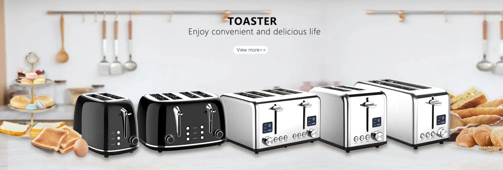 KTX-305811 Smart Digital 2-Slice Electric Toaster with LED Display and Multiple Functions