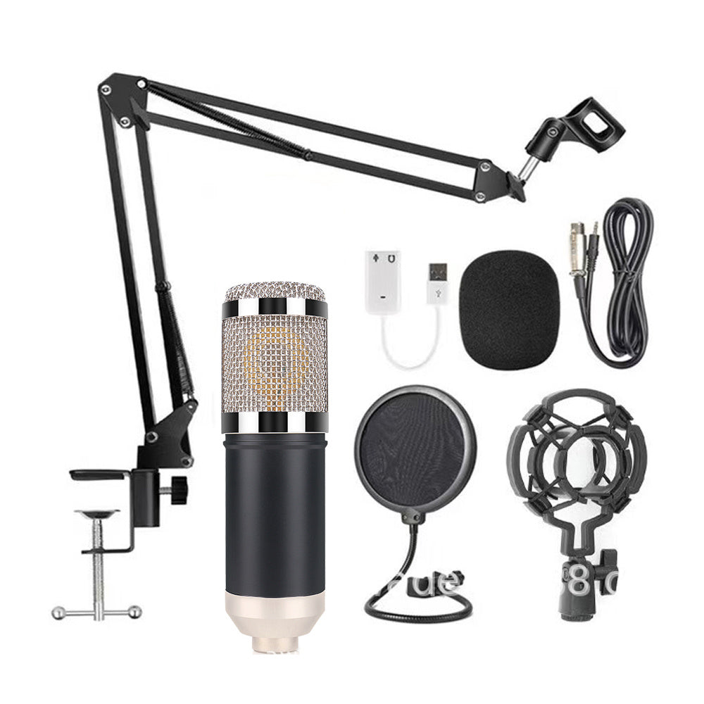 KTX-158867 BM-800 Condenser Microphone Set with USB Sound Card and Accessories for Home, Studio, KTV, and Videos
