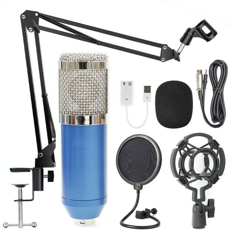 KTX-158867 BM-800 Condenser Microphone Set with USB Sound Card and Accessories for Home, Studio, KTV, and Videos