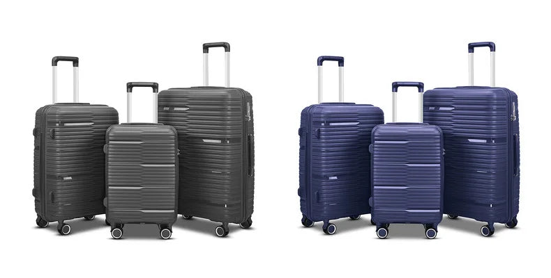KTX-096339 Purple PP Luggage 3-Piece Travel Trolley and Suitcase Set