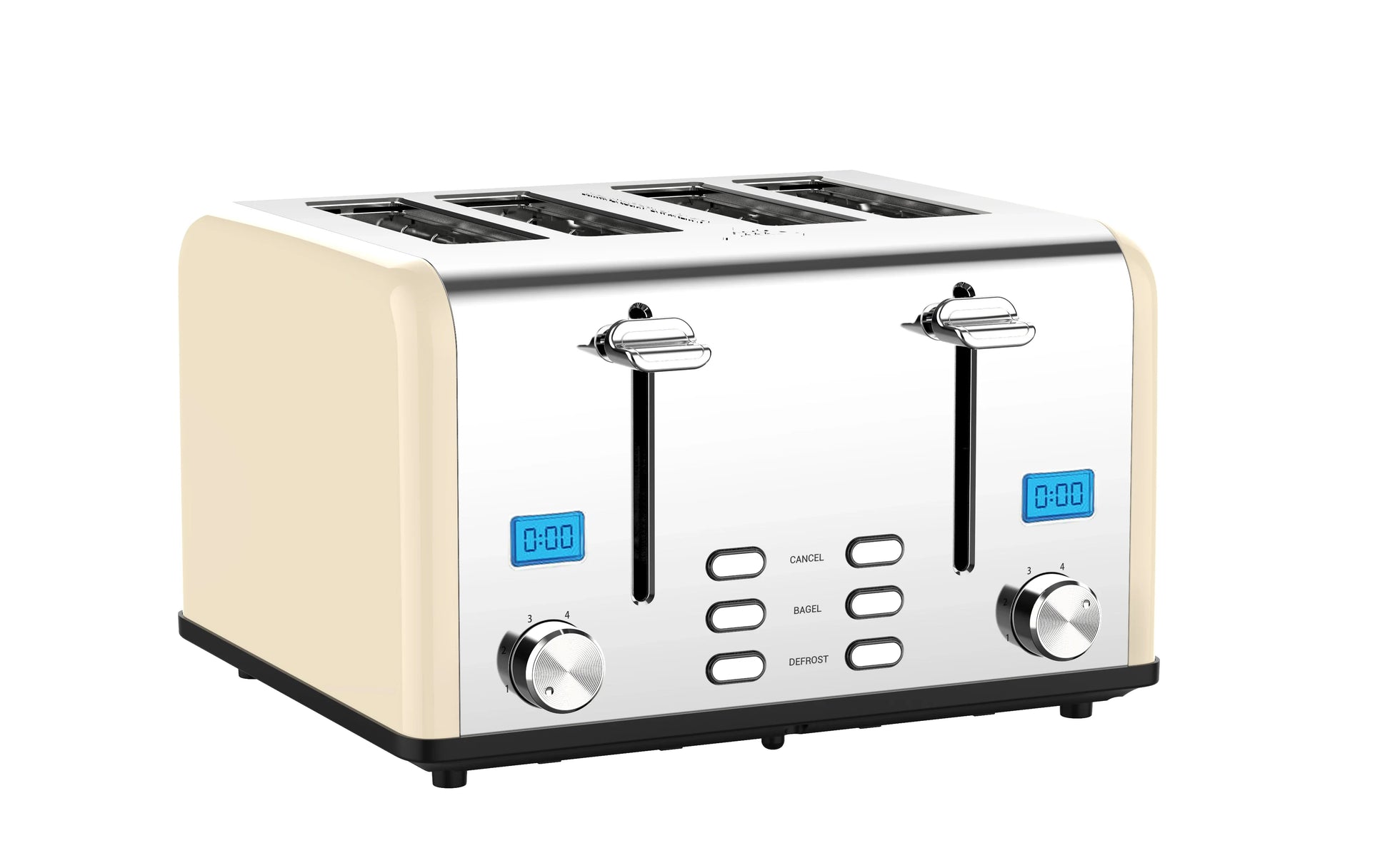 KTX-830099 Smart 4-Slice Retro Stainless Steel Toaster with Custom LCD Display for Perfectly Toasted Bread